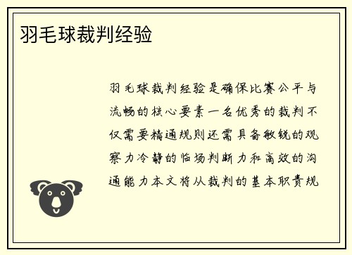 羽毛球裁判经验